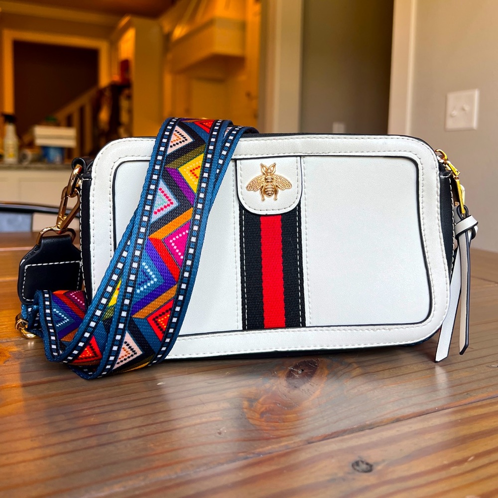 Designer Bee Crossbody Purse for Women PU Leather Shoulder Handbag